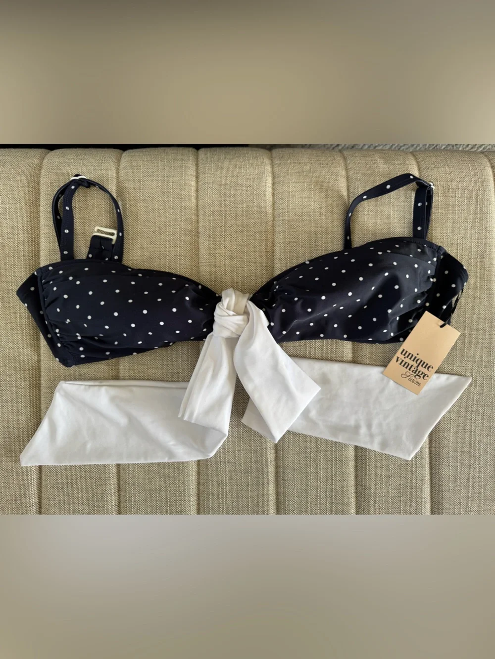 NWT Unique Vintage Retro Bikini Top w Sash Removable Strap